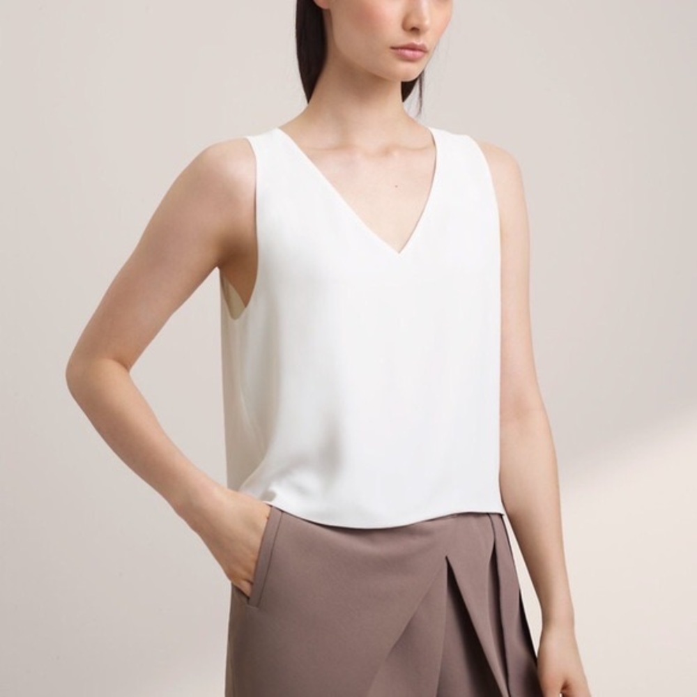 Babaton White Cropped Blouse Tank
